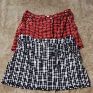 Cotton Candy Red and Black Plaid Mini Skirt